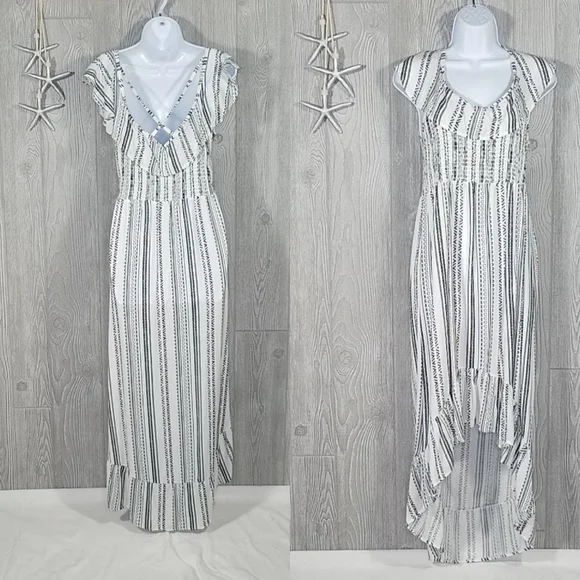 NWT Almost Famous Dress Large Black White Ruffled High Low - Picture 8 of 8